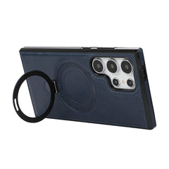 For Samsung Galaxy S24 Ultra Case Magnetic Kickstand PU Leather Coated PC + TPU Phone Cover