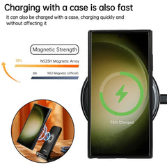 For Samsung Galaxy S24 Ultra Case Magnetic Kickstand PU Leather Coated PC + TPU Phone Cover