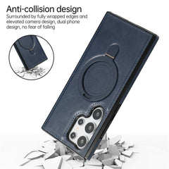 For Samsung Galaxy S23 Ultra Case Magnetic Kickstand PU Leather Coated PC + TPU Phone Cover