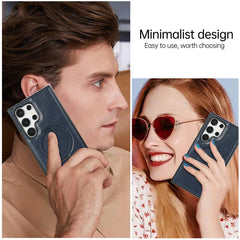 For Samsung Galaxy S23 Ultra Case Magnetic Kickstand PU Leather Coated PC + TPU Phone Cover