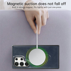 For Samsung Galaxy S23 Ultra Case Magnetic Kickstand PU Leather Coated PC + TPU Phone Cover