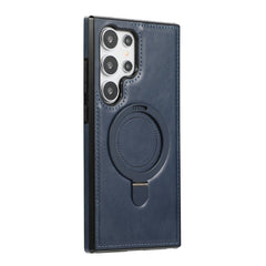 For Samsung Galaxy S23 Ultra Case Magnetic Kickstand PU Leather Coated PC + TPU Phone Cover
