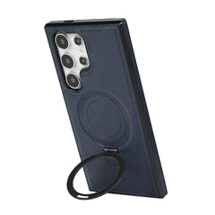 For Samsung Galaxy S23 Ultra Case Magnetic Kickstand PU Leather Coated PC + TPU Phone Cover