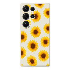 Für Samsung Galaxy S25 Ultra Hülle Sonnenblumen Muster Druck Gerade Kante TPU Telefon Rückseite 