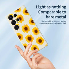 Für Samsung Galaxy S25 Ultra Hülle Sonnenblumen Muster Druck Gerade Kante TPU Telefon Rückseite 