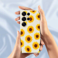 Für Samsung Galaxy S25 Ultra Hülle Sonnenblumen Muster Druck Gerade Kante TPU Telefon Rückseite 