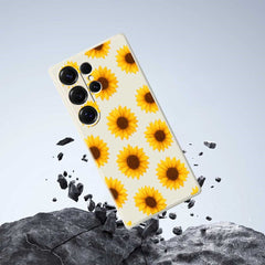 Für Samsung Galaxy S25 Ultra Hülle Sonnenblumen Muster Druck Gerade Kante TPU Telefon Rückseite 