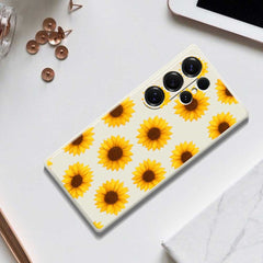 Für Samsung Galaxy S25 Ultra Hülle Sonnenblumen Muster Druck Gerade Kante TPU Telefon Rückseite 