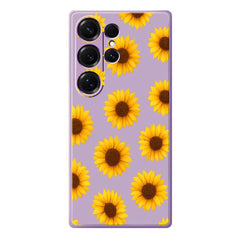Für Samsung Galaxy S25 Ultra Hülle Sonnenblumen Muster Druck Gerade Kante TPU Telefon Rückseite 