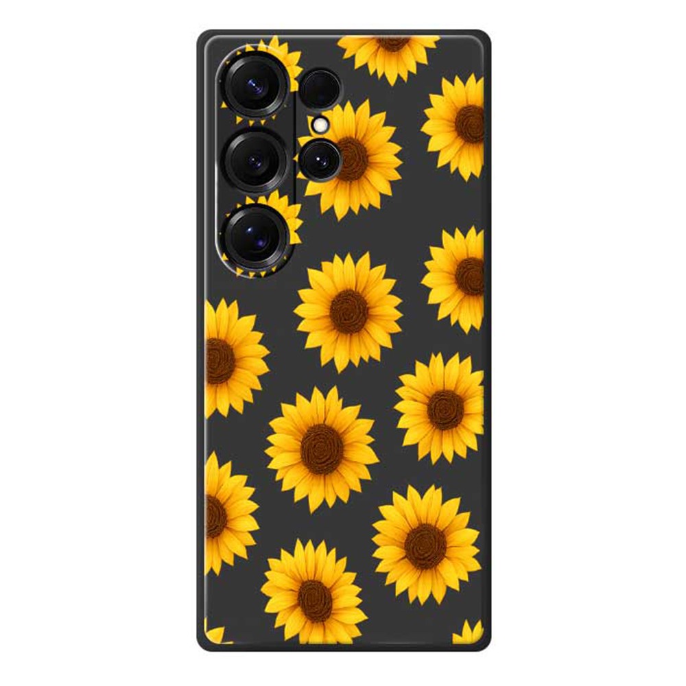 Für Samsung Galaxy S25 Ultra Hülle Sonnenblumen Muster Druck Gerade Kante TPU Telefon Rückseite 