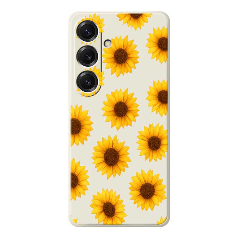 Coque arrière en TPU pour Samsung Galaxy S25, motif tournesols, bords droits 