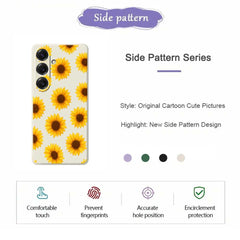 For Samsung Galaxy S25 Case Sunflowers Pattern Printing Straight Edge TPU Phone Back Cover
