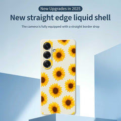 For Samsung Galaxy S25 Case Sunflowers Pattern Printing Straight Edge TPU Phone Back Cover