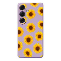 For Samsung Galaxy S25 Case Sunflowers Pattern Printing Straight Edge TPU Phone Back Cover