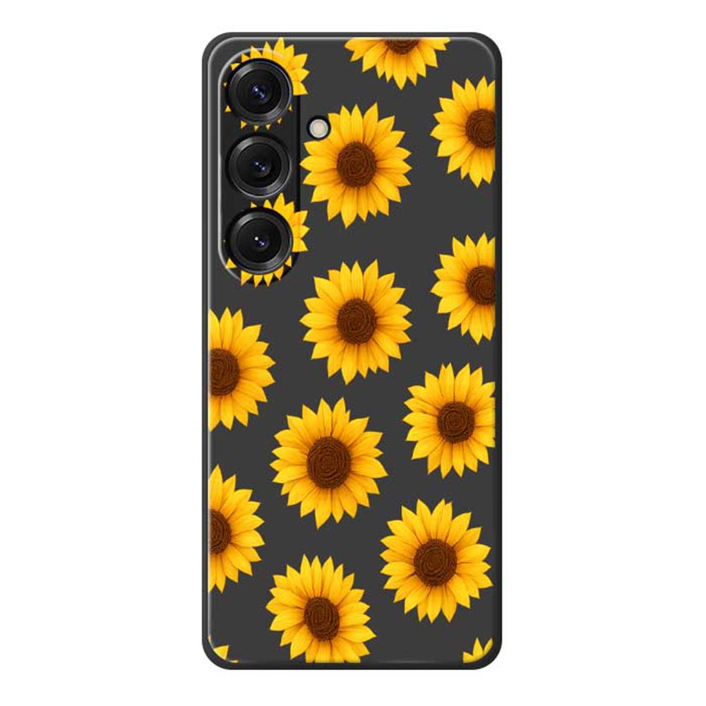 For Samsung Galaxy S25 Case Sunflowers Pattern Printing Straight Edge TPU Phone Back Cover
