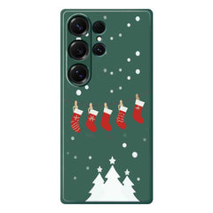 For Samsung Galaxy S25 Ultra Case Christmas Stockings Pattern Printing Straight Edge TPU Phone Back Cover