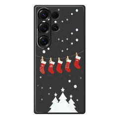 For Samsung Galaxy S25 Ultra Case Christmas Stockings Pattern Printing Straight Edge TPU Phone Back Cover