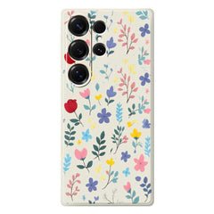 For Samsung Galaxy S25 Ultra Case Colorful Flower Branches Pattern Printing Straight Edge TPU Phone Back Cover