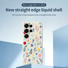 For Samsung Galaxy S25 Ultra Case Colorful Flower Branches Pattern Printing Straight Edge TPU Phone Back Cover