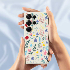 For Samsung Galaxy S25 Ultra Case Colorful Flower Branches Pattern Printing Straight Edge TPU Phone Back Cover