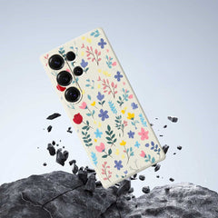 For Samsung Galaxy S25 Ultra Case Colorful Flower Branches Pattern Printing Straight Edge TPU Phone Back Cover