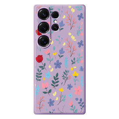For Samsung Galaxy S25 Ultra Case Colorful Flower Branches Pattern Printing Straight Edge TPU Phone Back Cover