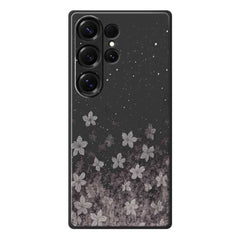 For Samsung Galaxy S25 Ultra Case Grey Flowers Pattern Printing Straight Edge TPU Phone Back Cover