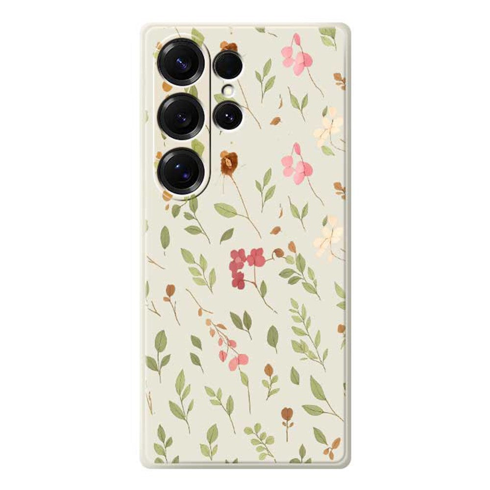 For Samsung Galaxy S25 Ultra Case Small Flower Leaves Pattern Printing Straight Edge TPU Phone Back Cover - TechGearPal