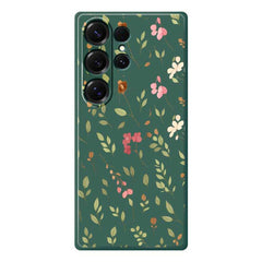For Samsung Galaxy S25 Ultra Case Small Flower Leaves Pattern Printing Straight Edge TPU Phone Back Cover