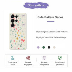For Samsung Galaxy S25 Ultra Case Floral Bow Pattern Printing Straight Edge TPU Phone Back Cover