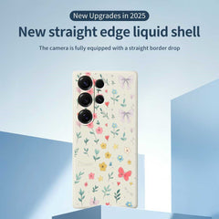 For Samsung Galaxy S25 Ultra Case Floral Bow Pattern Printing Straight Edge TPU Phone Back Cover
