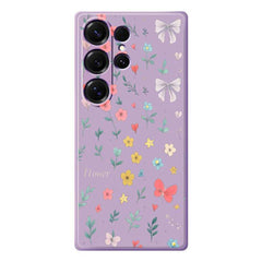 For Samsung Galaxy S25 Ultra Case Floral Bow Pattern Printing Straight Edge TPU Phone Back Cover