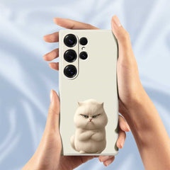 For Samsung Galaxy S25 Ultra Case Angry Cat Pattern Printing Straight Edge TPU Phone Back Cover