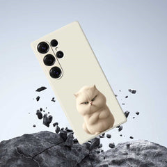 For Samsung Galaxy S25 Ultra Case Angry Cat Pattern Printing Straight Edge TPU Phone Back Cover