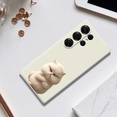 For Samsung Galaxy S25 Ultra Case Angry Cat Pattern Printing Straight Edge TPU Phone Back Cover