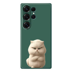 For Samsung Galaxy S25 Ultra Case Angry Cat Pattern Printing Straight Edge TPU Phone Back Cover