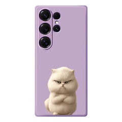 For Samsung Galaxy S25 Ultra Case Angry Cat Pattern Printing Straight Edge TPU Phone Back Cover