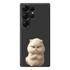 For Samsung Galaxy S25 Ultra Case Angry Cat Pattern Printing Straight Edge TPU Phone Back Cover