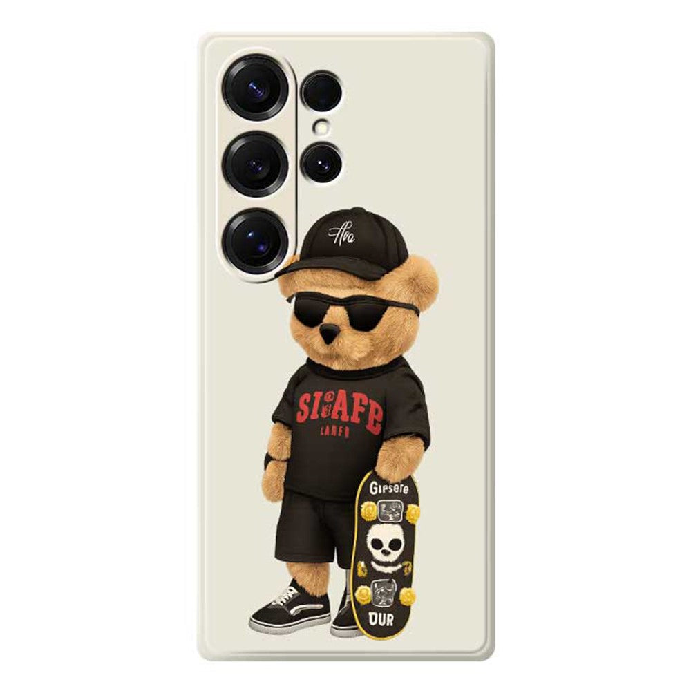 For Samsung Galaxy S25 Ultra Case Cool Bear Pattern Printing Straight Edge TPU Phone Back Cover - TechGearPal