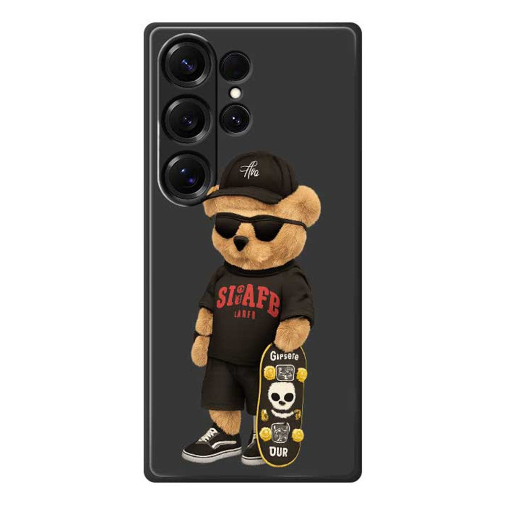 For Samsung Galaxy S25 Ultra Case Cool Bear Pattern Printing Straight Edge TPU Phone Back Cover
