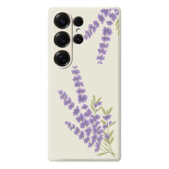 Coque arrière en TPU pour Samsung Galaxy S25 Ultra, motif lavande, bord droit 