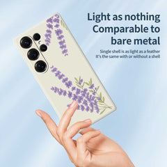 Coque arrière en TPU pour Samsung Galaxy S25 Ultra, motif lavande, bord droit 