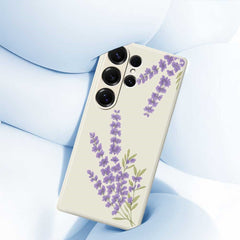 Coque arrière en TPU pour Samsung Galaxy S25 Ultra, motif lavande, bord droit 
