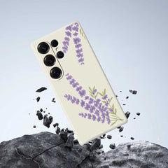 Coque arrière en TPU pour Samsung Galaxy S25 Ultra, motif lavande, bord droit 