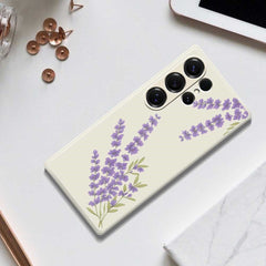 Coque arrière en TPU pour Samsung Galaxy S25 Ultra, motif lavande, bord droit 