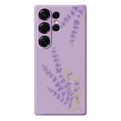 Coque arrière en TPU pour Samsung Galaxy S25 Ultra, motif lavande, bord droit 