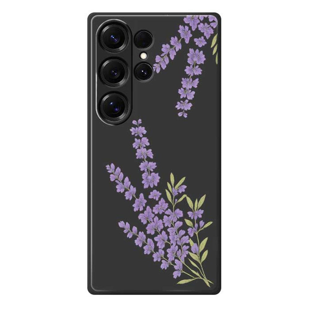 Coque arrière en TPU pour Samsung Galaxy S25 Ultra, motif lavande, bord droit 