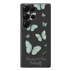 For Samsung Galaxy S25 Ultra Case Green Butterfly Pattern Printing Straight Edge TPU Phone Back Cover