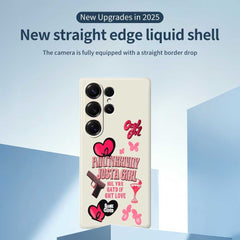 For Samsung Galaxy S25 Ultra Case Pink Elements Pattern Printing Straight Edge TPU Phone Back Cover