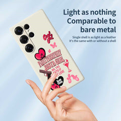 For Samsung Galaxy S25 Ultra Case Pink Elements Pattern Printing Straight Edge TPU Phone Back Cover